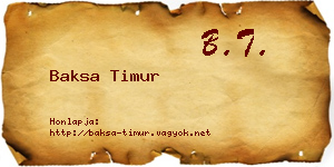Baksa Timur névjegykártya